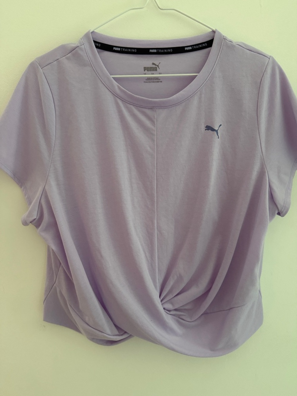 Puma Women's Light Lavender Twist-Front Short Sleeve Tee
